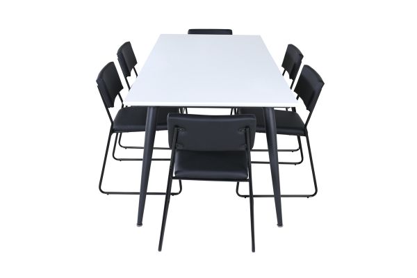 Imagine Masa de Dining Jimmy - Negru / Alb HPL+Scaun Kenth - Negru / Piele Neagra_6