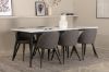 Imagine Masa de dining Jimmy - Negru / Alb HPL+ Scaun cusut cu catifea - Negru / Gri Micro Fibre_6