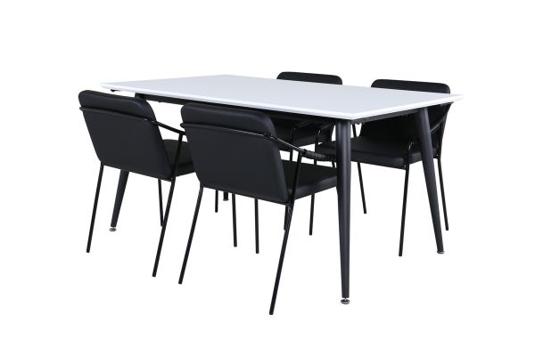 Imagine Masa de Dining Jimmy - Negru / Alb HPL+ Scaun Tvist - Negru / Piele neagra_4