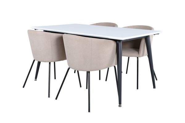 Imagine Jimmy Dining Table - Black / White HPL+Berit Chair - Black / Beige Fabric (Polyester linen )_4