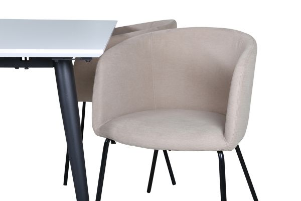 Imagine Jimmy Dining Table - Black / White HPL+Berit Chair - Black / Beige Fabric (Polyester linen )_4