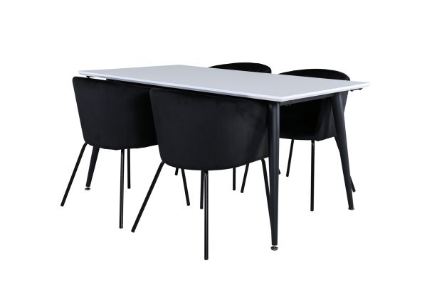 Imagine Masa de dining Jimmy - Negru / Alb HPL+Scaun Berit - Negru / Catifea Neagra_4