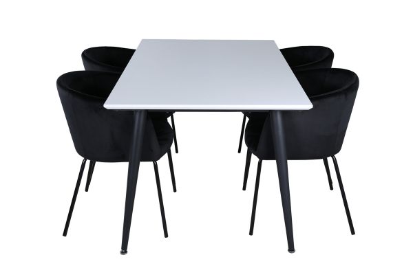 Imagine Masa de dining Jimmy - Negru / Alb HPL+Scaun Berit - Negru / Catifea Neagra_4