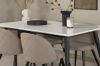 Imagine Masa de dining Jimmy - Negru / Alb HPL+Picioare de metal negre / Scaun de material de catifea cu cusaturi - Negru / Bej din material din poliester (linen)