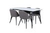 Imagine Masa de dining Jimmy - Negru / Alb HPL+Scaun cu cusături de catifea - Negru / Gri Micro Fibre_4