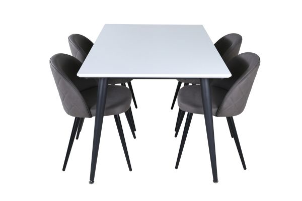 Imagine Masa de dining Jimmy - Negru / Alb HPL+Scaun cu cusături de catifea - Negru / Gri Micro Fibre_4