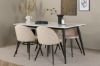 Imagine Masa de dining Jimmy - Negru / Alb HPL + Scaune de dining cu cusături din catifea - Negru / Bej Velvet_4