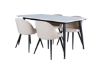 Imagine Masa de dining Jimmy - Negru / Alb HPL + Scaune de dining cu cusături din catifea - Negru / Bej Velvet_4