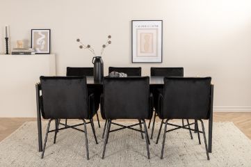 Imagine Pelle Dining Table - Black / black Black+Petra Chair - Black / Black Velvet_6