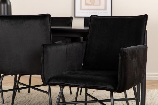 Imagine Pelle Dining Table - Black / black Black+Petra Chair - Black / Black Velvet_6