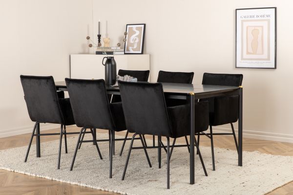 Imagine Pelle Dining Table - Black / black Black+Petra Chair - Black / Black Velvet_6