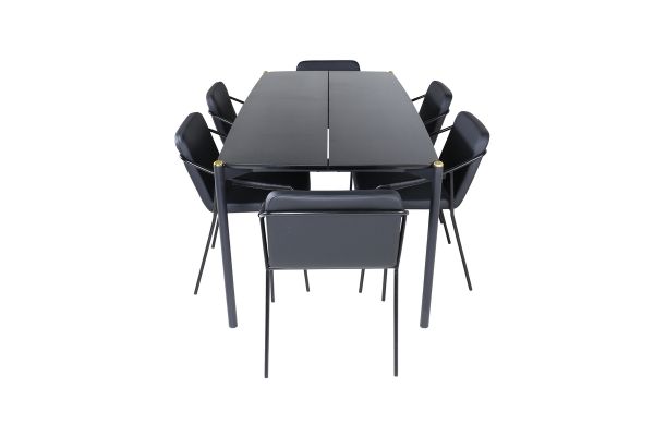 Imagine Masa de dining Pelle - Negru / negru Black+ Scaun Tvist - Negru / Negru PU_6