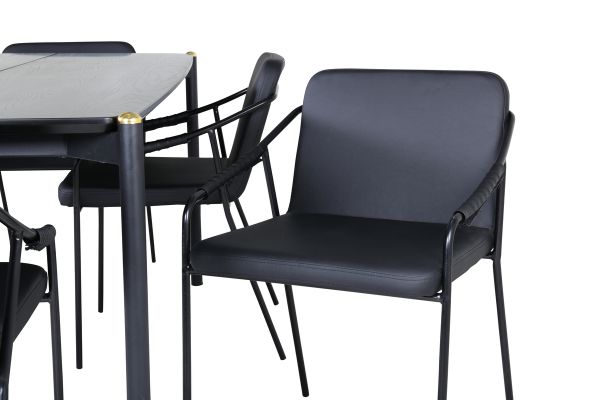 Imagine Masa de dining Pelle - Negru / negru Black+ Scaun Tvist - Negru / Negru PU_6