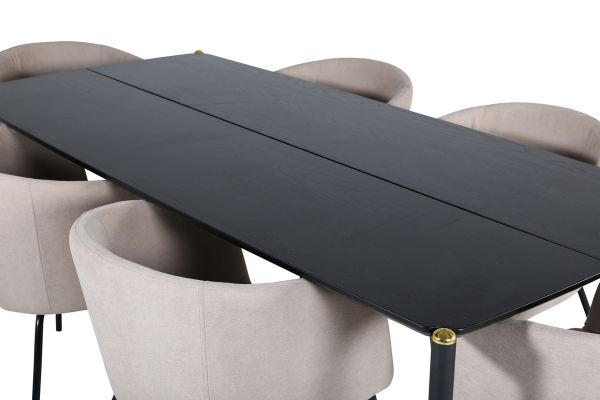 Imagine Pelle Dining Table - Black / black Black+Berit Chair - Black / Beige Fabric (Polyester linen )_6