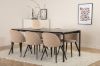 Imagine Pelle Dining Table - Black / black Black+Velvet Stitches Chair - Black / Beige Fabric (Polyester linen )_6