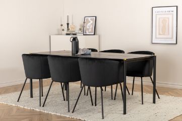 Imagine Masa de dining Pelle - Negru / negru Black+Berit Scaun - Negru / Catifea neagră_6