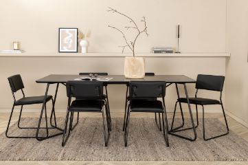 Imagine Masa Petra de Dining - Negru / Furnir Negru + Scaun Kenth - Negru / Faux Piele_6