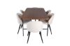 Imagine Masa de dining Uno - Negru / Furnir de Nuc + Scaun cu Stitches din Catifea - Negru / Bej din Catifea_6