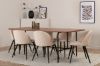 Imagine Masa de dining Uno - Negru / Furnir de Nuc + Scaun cu Stitches din Catifea - Negru / Bej din Catifea_6