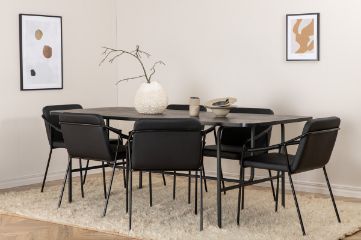 Imagine Masa de dining Uno - Negru / Furnir Negru + Scaun Tvist - Negru / PU Negru_6