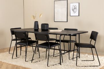 Imagine Masa de dining Uno - Negru / Furnir Negru + Scaun Kenth - Negru / Piele Artificiala Neagra_6