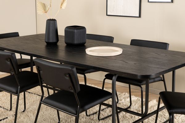 Imagine Masa de dining Uno - Negru / Furnir Negru + Scaun Kenth - Negru / Piele Artificiala Neagra_6