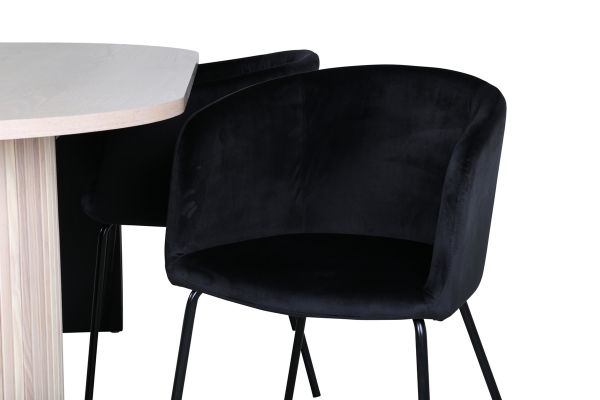 Imagine Bianca Oval Dining Table - White Wash / Black Veneer+Berit Chair - Black / Black Velvet_4