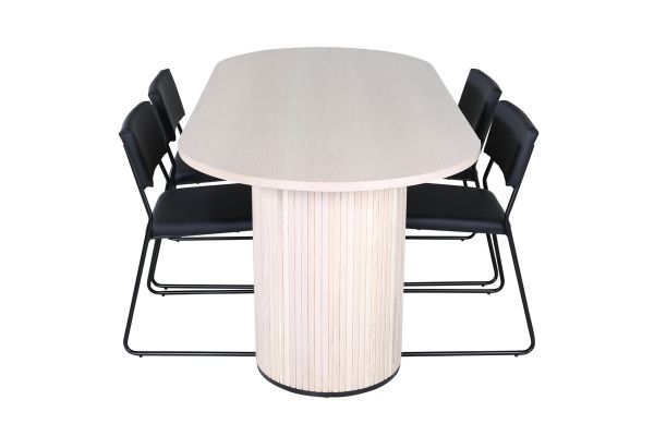 Imagine Vă rugăm să traduceți complet Bianca Oval Dining Table - White Wash / Black Veneer+Kenth Chair - Black / Black PU_4