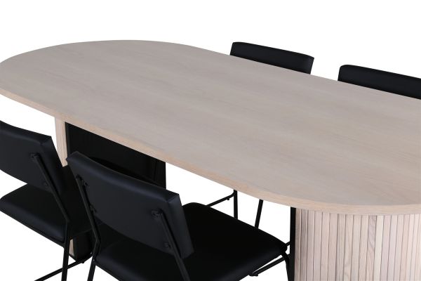 Imagine Vă rugăm să traduceți complet Bianca Oval Dining Table - White Wash / Black Veneer+Kenth Chair - Black / Black PU_4