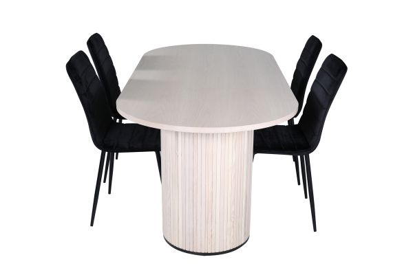 Imagine Bianca Oval Dining Table - White Wash / Black Veneer+Windu Lyx Chair - Black / Black Velvet_4