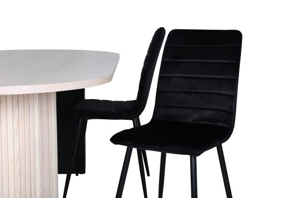 Imagine Bianca Oval Dining Table - White Wash / Black Veneer+Windu Lyx Chair - Black / Black Velvet_4