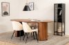 Imagine Masa de dining ovala Bianca, Veneer Nuc Negru+ Stilouri din Catifea, Negru Bej_4