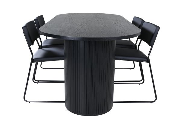 Imagine Traduceți complet Tabel de dining oval Bianca - Negru / Furnir negru + Scaun Kenth - Negru / Piele artificială neagră_4