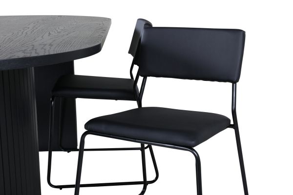 Imagine Traduceți complet Tabel de dining oval Bianca - Negru / Furnir negru + Scaun Kenth - Negru / Piele artificială neagră_4