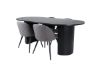 Imagine Bianca Oval Dining Table - Black / Black Veneer+Velvet Stitches Chair - Black / Grey Micro Fibre_4