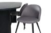 Imagine Bianca Oval Dining Table - Black / Black Veneer+Velvet Stitches Chair - Black / Grey Micro Fibre_4