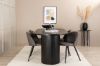 Imagine Bianca Oval Dining Table - Black / Black Veneer+Velvet Stitches Chair - Black / Grey Micro Fibre_4