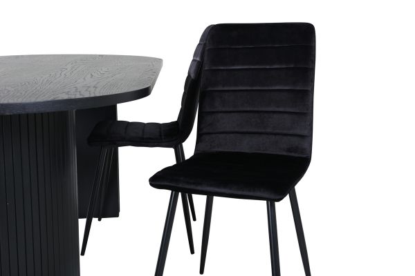 Imagine Masa ovala de dining Bianca - Negru / Furnir negru + Scaun Windu Lyx - Negru / Catifea neagra_4