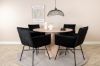 Imagine Masa de dining rotunda Bianca - White Wash / Furnir Negru+ Scaun Petra - Negru / Catifea Neagra_4