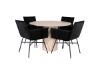 Imagine Masa de dining rotunda Bianca - White Wash / Furnir Negru+ Scaun Petra - Negru / Catifea Neagra_4