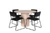 Imagine Masa de dining rotunda Bianca - Alb Spalat / Furnir Negru + Scaun Kenth - Negru / Catifea Neagra_4