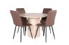 Imagine Bianca Round Dining Table - White Wash / Black Veneer+Windu Lyx Chair - Black / Brown Micro Fibre_4