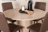 Imagine Bianca Round Dining Table - White Wash / Black Veneer+Windu Lyx Chair - Black / Brown Micro Fibre_4