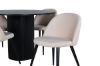 Imagine Masa rotunda de dining Bianca - Negru / Furnir de Black + scaun de catifea cu cusături - Negru / Bej Velvet_4