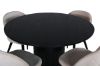 Imagine Masa rotunda de dining Bianca - Negru / Furnir de Black + scaun de catifea cu cusături - Negru / Bej Velvet_4