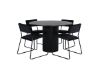 Imagine Masa rotunda de dining Bianca - Negru / Furnir negru + Scaun Kenth - Negru / Catifea neagra_4