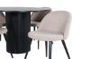 Imagine Bianca Round Dining Table - Black / Black Veneer+Velvet Stitches Chair - Black / Beige Fabric (Polyester linen )_4