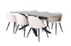 Imagine Masa de dining Piazza - Negru / Furnir gri + Scaun Velvet Stitches - Negru / Bej Velvet_6