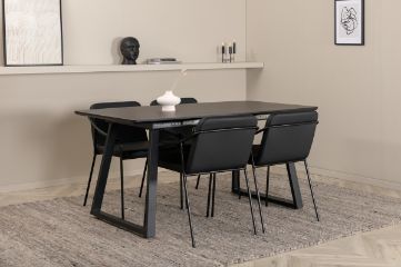 Imagine Inca Extentiontable - Black top / black Legs +Tvist Chair - Black / Black PU _4