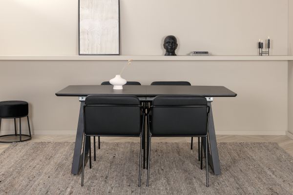 Imagine Inca Extentiontable - Black top / black Legs +Tvist Chair - Black / Black PU _4